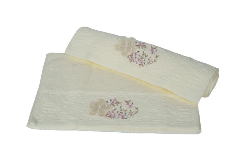 Home Treasure Shop Soft Cotton Hand and Face Towels, Highly Absorbent, Lightweight, and Durable Design, Perfect for Bathroom, Gym, Travel, and Everyday Use Set of 1 (Cream 4)
