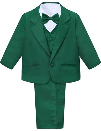 A&J DESIGN AJ DESIGN Toddler Boys Christmas Suit Baby Tuxedo Toddler Formal St Patricks Wedding Dress Ring Bearer Outfit Green 1824 Months - Image 1