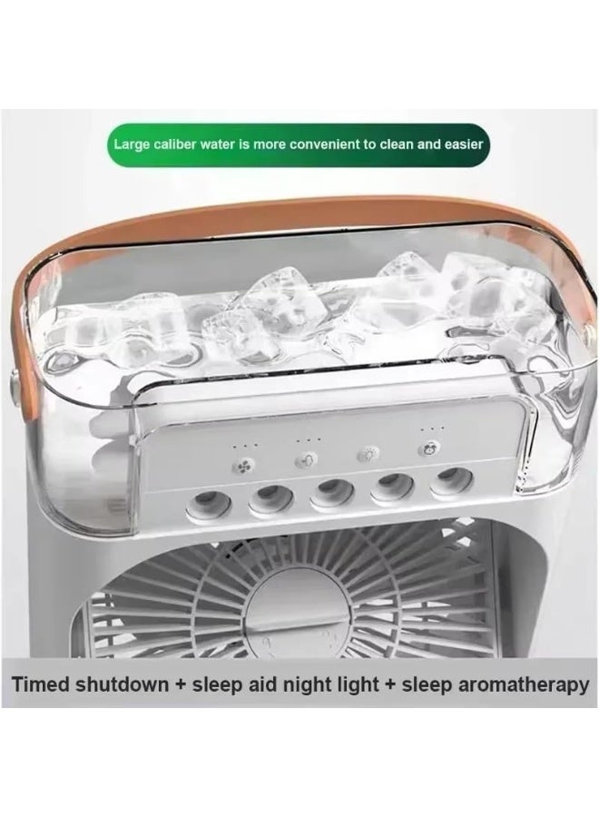 زوم بلس زووم بلس مروحة مكيف هواء محمولة، مبرد هواء تبخيري شخصي بمنفذ USB، مروحة رذاذ صغيرة مع ضوء LED، 3 سرعات رياح و5 اوضاع - ابيض - Image 3