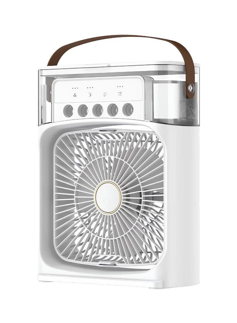 زوم بلس زووم بلس مروحة مكيف هواء محمولة، مبرد هواء تبخيري شخصي بمنفذ USB، مروحة رذاذ صغيرة مع ضوء LED، 3 سرعات رياح و5 اوضاع - ابيض - Image 1