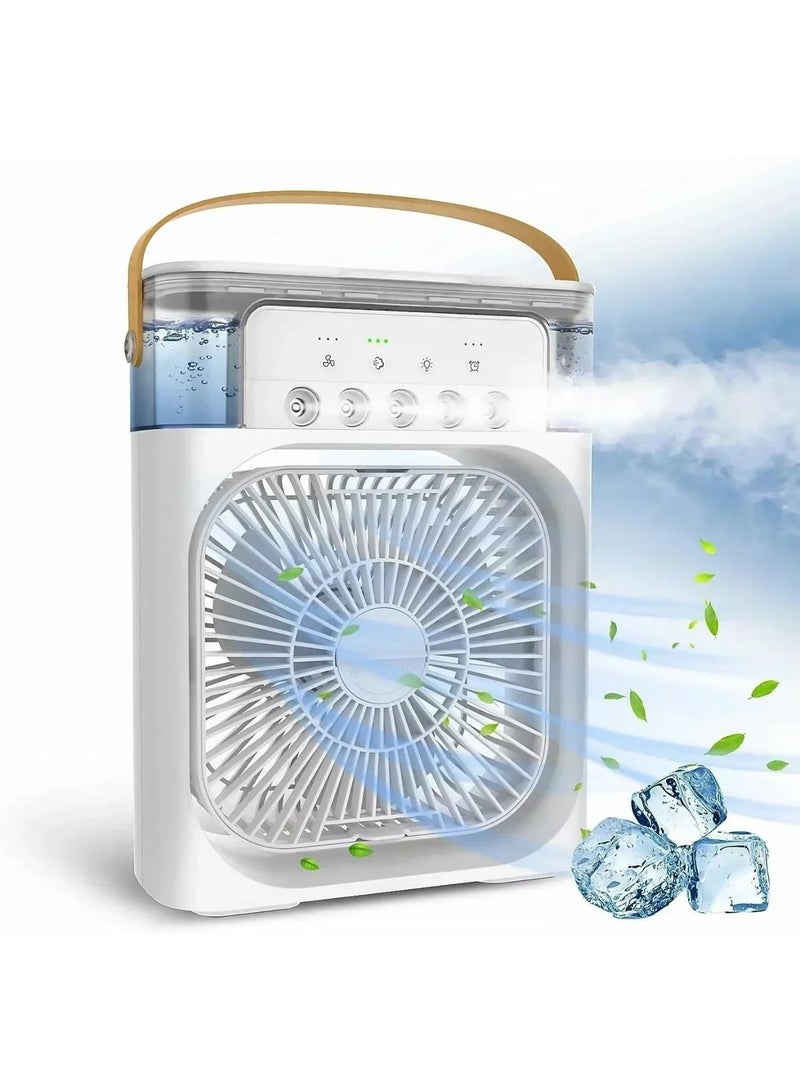 زوم بلس زووم بلس مروحة مكيف هواء محمولة، مبرد هواء تبخيري شخصي بمنفذ USB، مروحة رذاذ صغيرة مع ضوء LED، 3 سرعات رياح و5 اوضاع - ابيض - Image 4