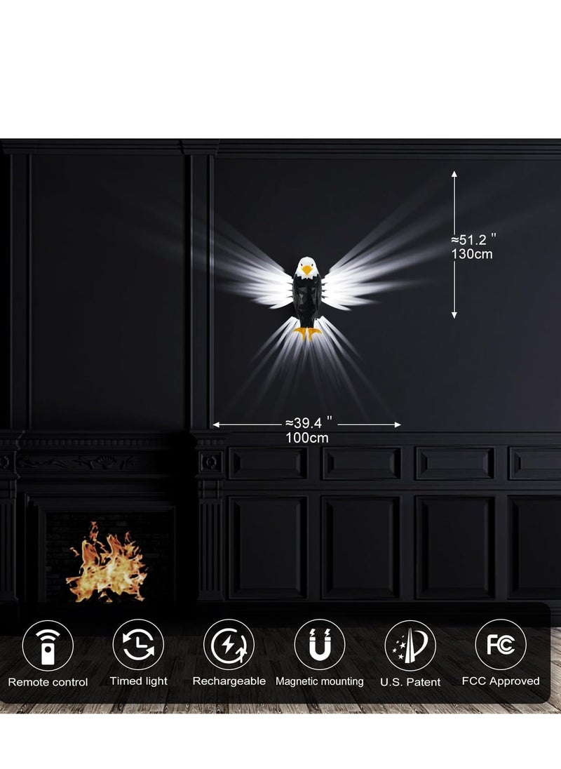 ELTRAZONE Bald Eagle Wall Light – American Eagle Night Light with Remote Control – Magnetic Wall Mounted Eagle Lamp for Bedroom, Living Room & Hallway – Battery Operated & Removable Charging Eagle Light - Image 3