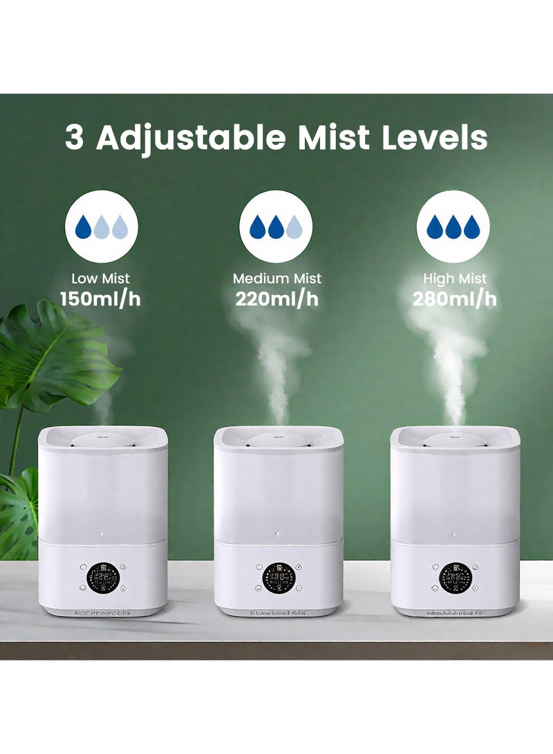 إيسي مرطب هواء لغرفة النوم أو المنزل كبير الحجم، سعة 4 لتر مع ملء علوي، موزع للزيوت العطرية، 3 مستويات من الضباب، نسبة رطوبة 45%-90%، مؤقت لمدة 12 ساعة، تحكم عبر الأشعة تحت الحمراء/اللمس/التطبيق، وضع النوم مع ضوء ليلي. - Image 3