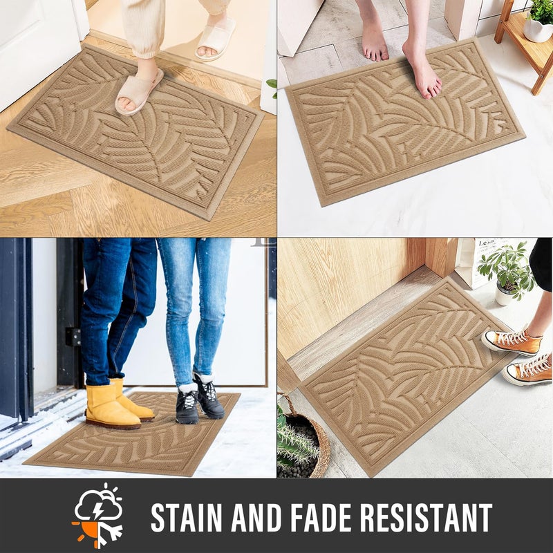 HIYARD Front Door Mat, Absorbent Resist Dirt Welcome Door Mat Indoor Outdoor, Waterproof Doormat, Sturdy Non Slip Backing, Fade Resistant, Low Profile Entry Mat for Entryway, 29Ã—17, Beige - Image 4