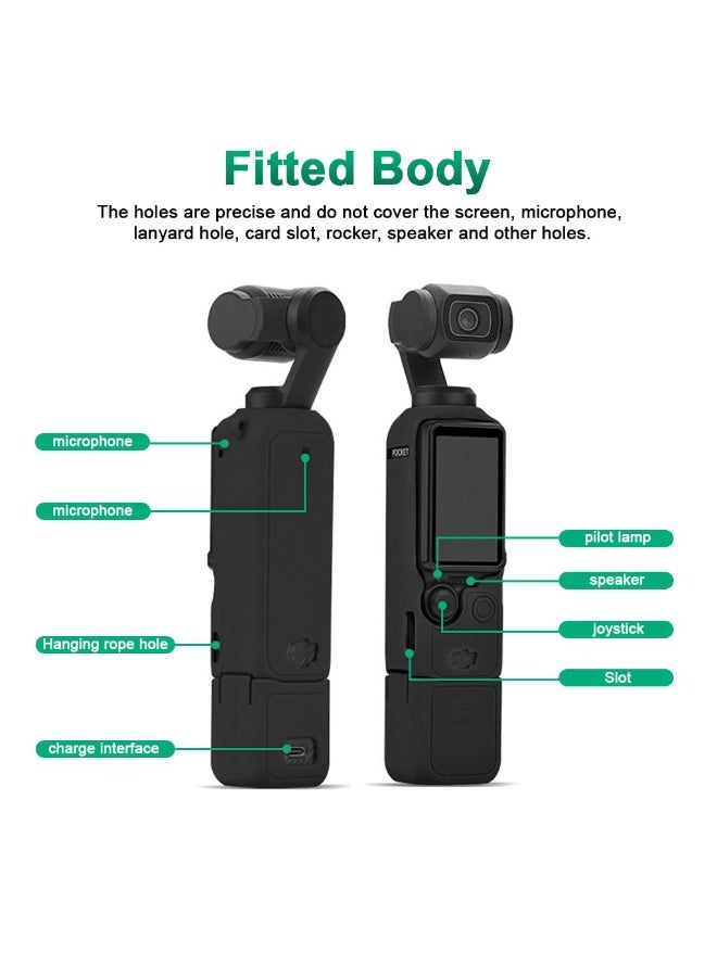 Silicone Protective Case for DJI OSMO Pocket 3, Protective Cover Handheld Gimbal Action Camera Accessories, Full Protection, Camera Lens Cover, for Osmo Pocket 3 Accessories Protector (Black) - Image 3