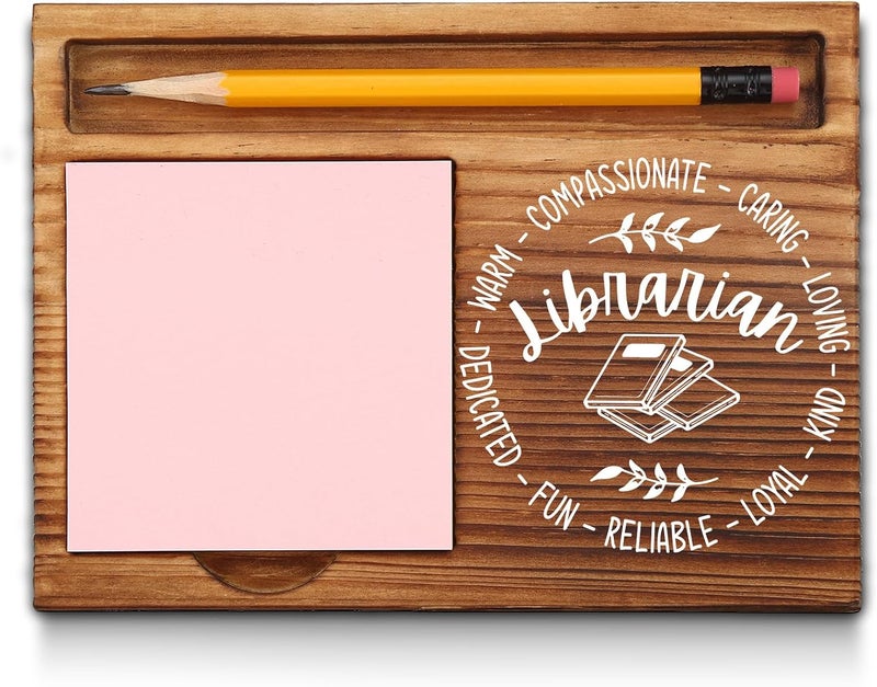 akeke Librarian Appreciation Thank You Gifts, Librarian Sticky Note Holder, Librarian Gifts, Librarian Library Office Desk Decor Self-Stick Note Pad Holders GAA20 - Image 1