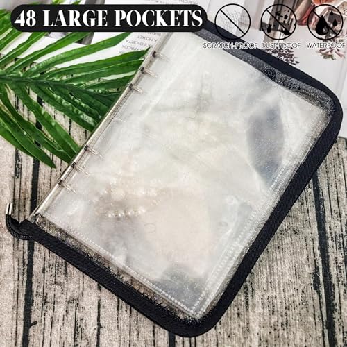 LingLingo Bracelet Holder Travel Jewelry Organizer Case Transparent Jewelry Storage Book for Earring Necklace Ring with Small Clear Zippered Pouch - Image 5