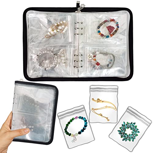 LingLingo Bracelet Holder Travel Jewelry Organizer Case Transparent Jewelry Storage Book for Earring Necklace Ring with Small Clear Zippered Pouch - Image 1