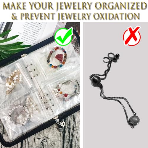 LingLingo Bracelet Holder Travel Jewelry Organizer Case Transparent Jewelry Storage Book for Earring Necklace Ring with Small Clear Zippered Pouch - Image 3