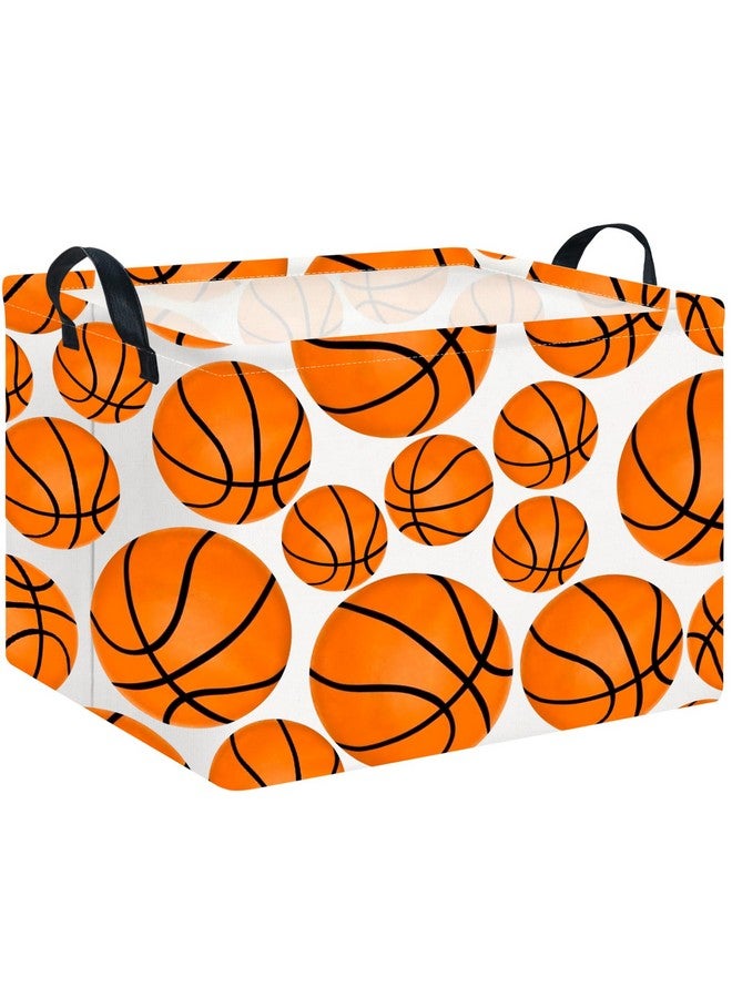CLOCOR Rectangular Basketball Print Storage Basket Empty,Gift Basket for Kids,Toys Bin,Books Box,Room Decor(Basketball) - Image 1