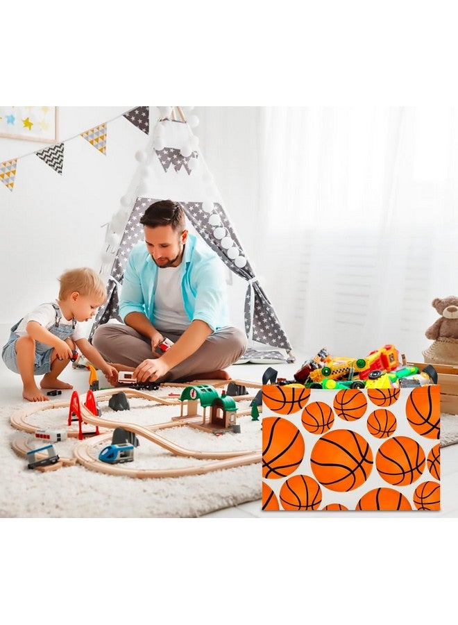 CLOCOR Rectangular Basketball Print Storage Basket Empty,Gift Basket for Kids,Toys Bin,Books Box,Room Decor(Basketball) - Image 2