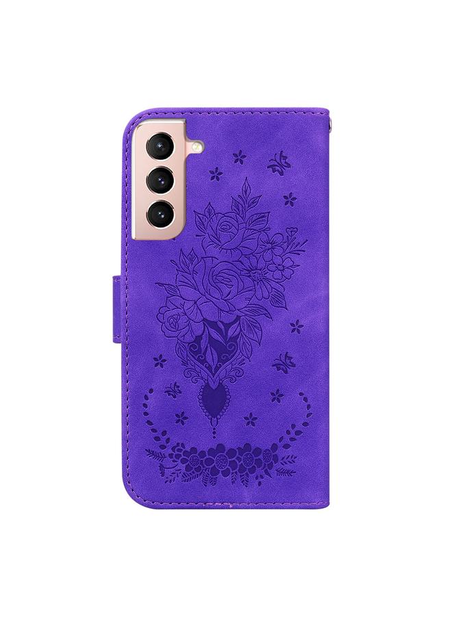 erorex Case For Samsung Galaxy S21 5G Butterfly Rose Embossed Leather Phone Case - Image 3