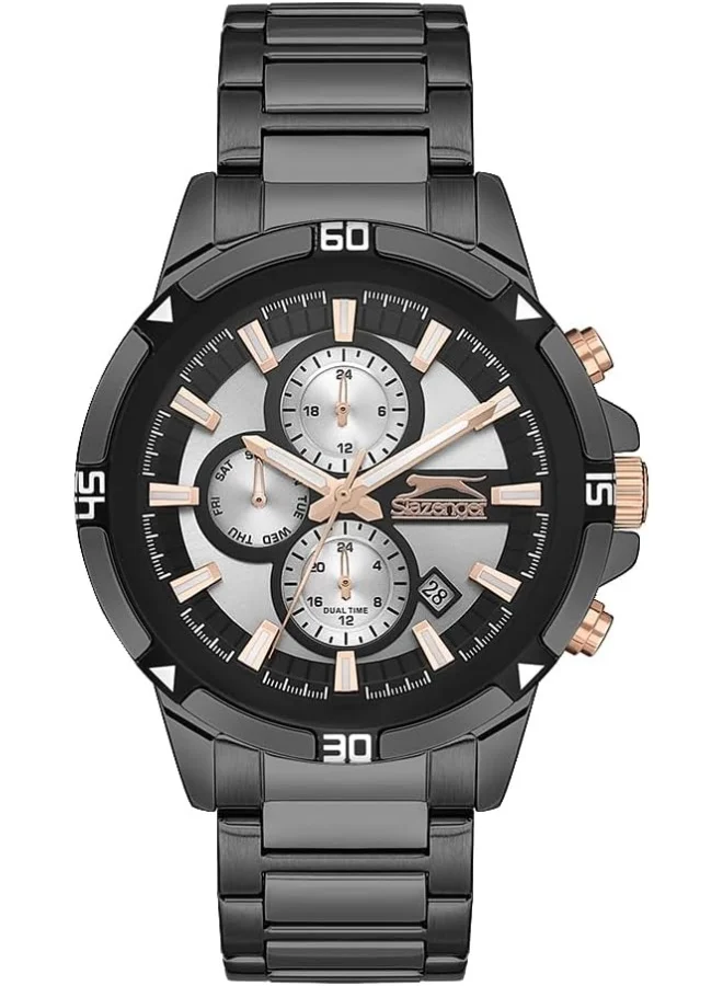 سلازنجر SLAZENGER Men's Watch, Multi Function Display and Metal Strap - SL.9.2249.2.03, Gun