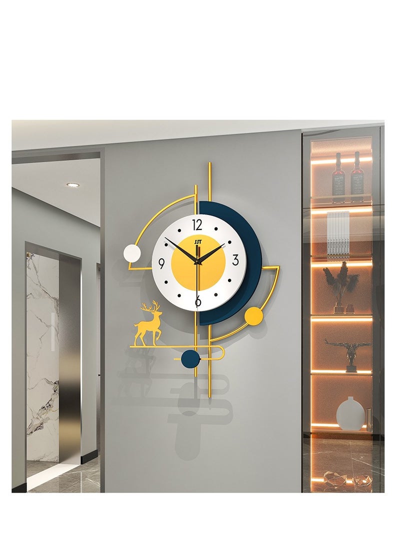 Y&D ساعات حائط كبيرة لتزيين غرفة المعيشة ساعة حائط pendulum حديثة ساعة كوارتز صامتة تعمل بالبطارية بدون دقات لغرفة النوم المطبخ المكتب 24 بوصة ساعة معدنية ذهبية على شكل غزال لتزيين المنزل الداخلي - Image 4
