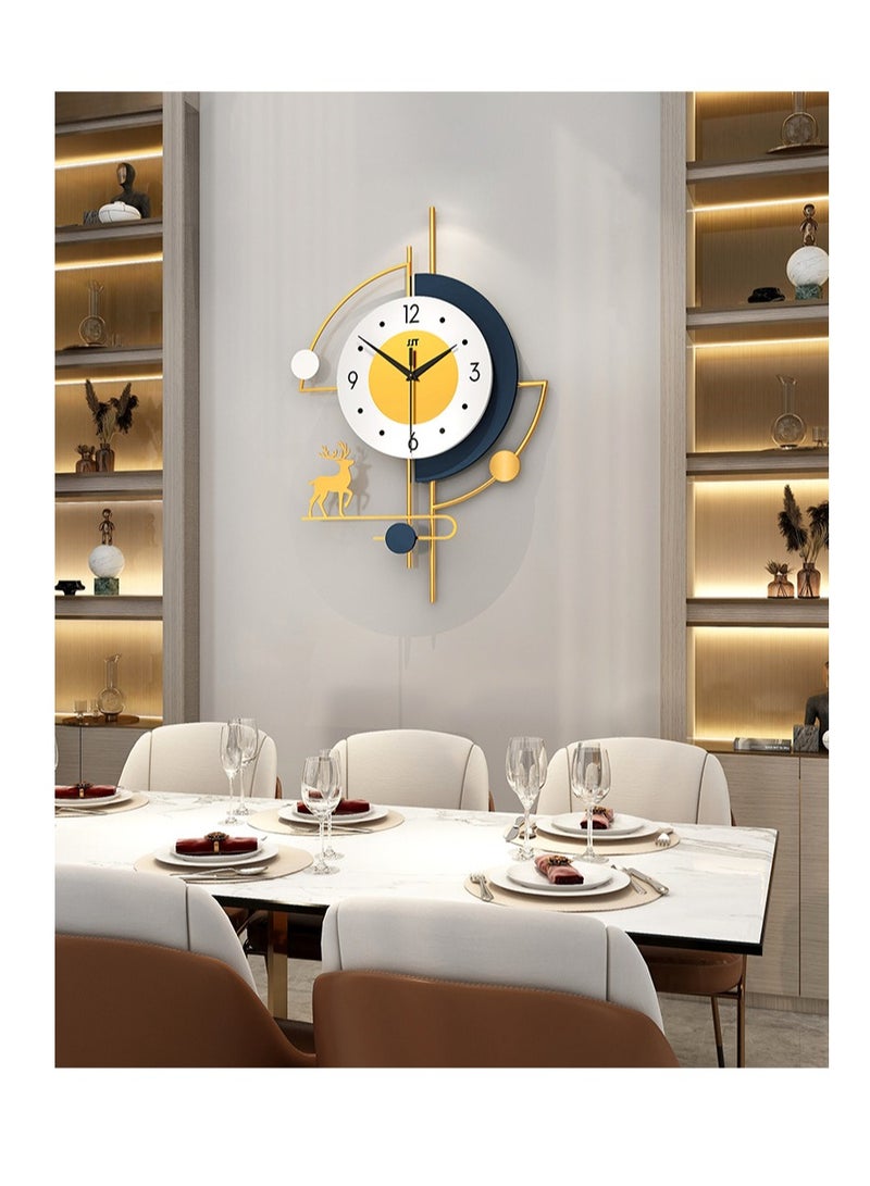 Y&D ساعات حائط كبيرة لتزيين غرفة المعيشة ساعة حائط pendulum حديثة ساعة كوارتز صامتة تعمل بالبطارية بدون دقات لغرفة النوم المطبخ المكتب 24 بوصة ساعة معدنية ذهبية على شكل غزال لتزيين المنزل الداخلي - Image 5