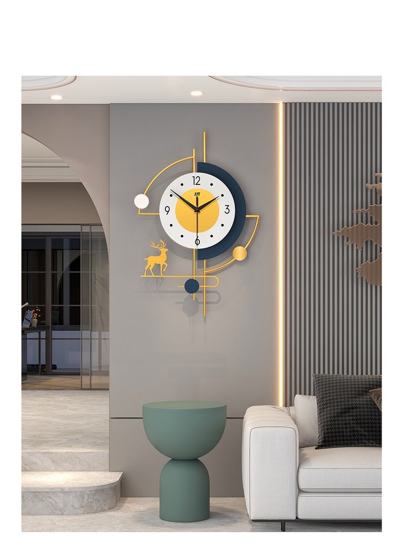 Y&D ساعات حائط كبيرة لتزيين غرفة المعيشة ساعة حائط pendulum حديثة ساعة كوارتز صامتة تعمل بالبطارية بدون دقات لغرفة النوم المطبخ المكتب 24 بوصة ساعة معدنية ذهبية على شكل غزال لتزيين المنزل الداخلي - Image 3