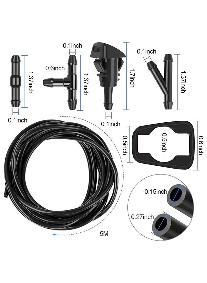 Peachjoy Windshield Washer Hose Kit, 5M Hose +12 Connectors +2 Fan Nozzles+ 2 Rubber Gaskets, Windshield Washer Hose Connect Car Water Pump and Nozzles, Windshield Washer Nozzle Suitable - Image 2