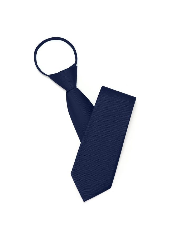 Puistr Pre Tied Adjustable Zipper Ties for Men 3.15" Womens Solid Color Necktie Business and Wedding with Gift Box, Navy Blue, M - Image 1