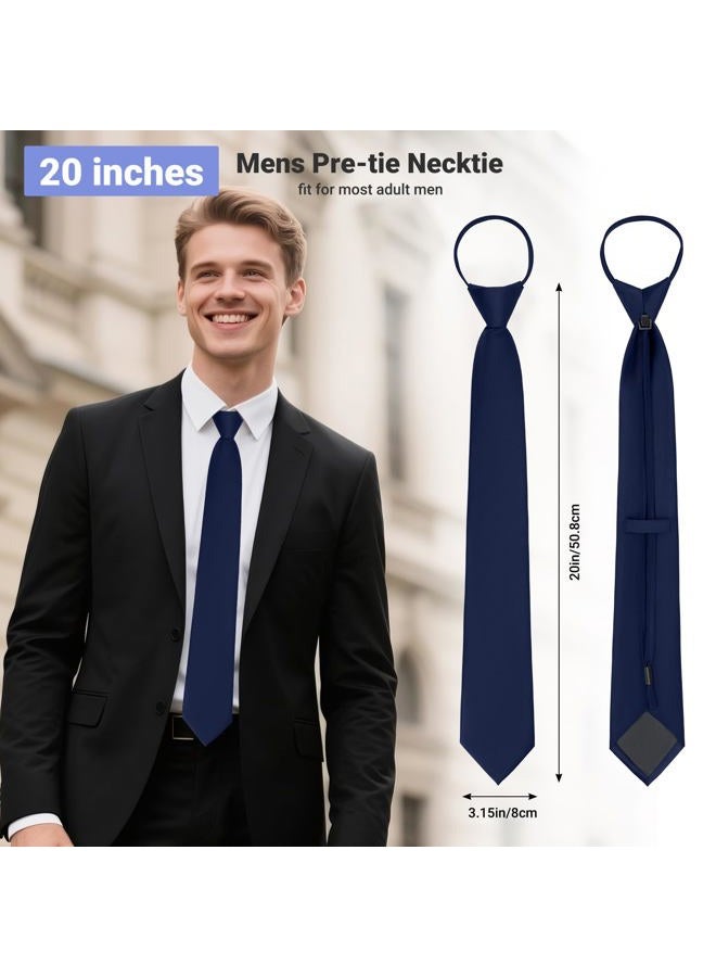 Puistr Pre Tied Adjustable Zipper Ties for Men 3.15" Womens Solid Color Necktie Business and Wedding with Gift Box, Navy Blue, M - Image 4