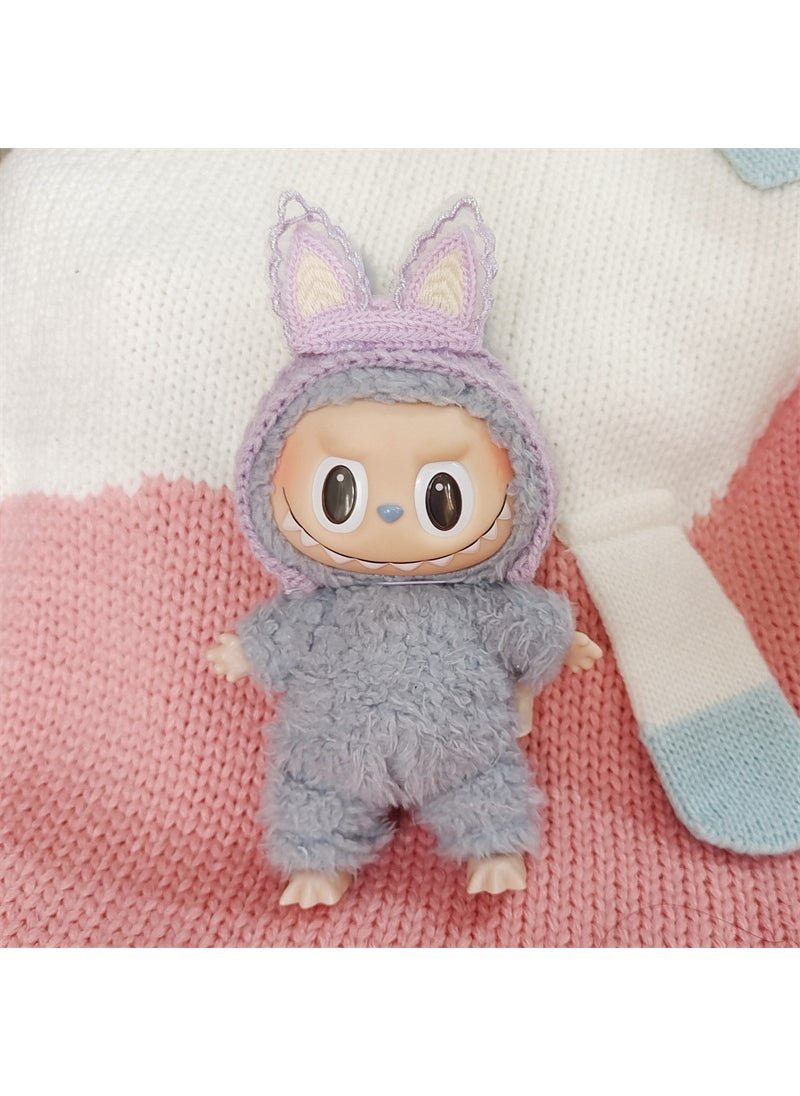 Labubu Knit Hairband Doll Outfit Set elastic purple fox hair accessories 
