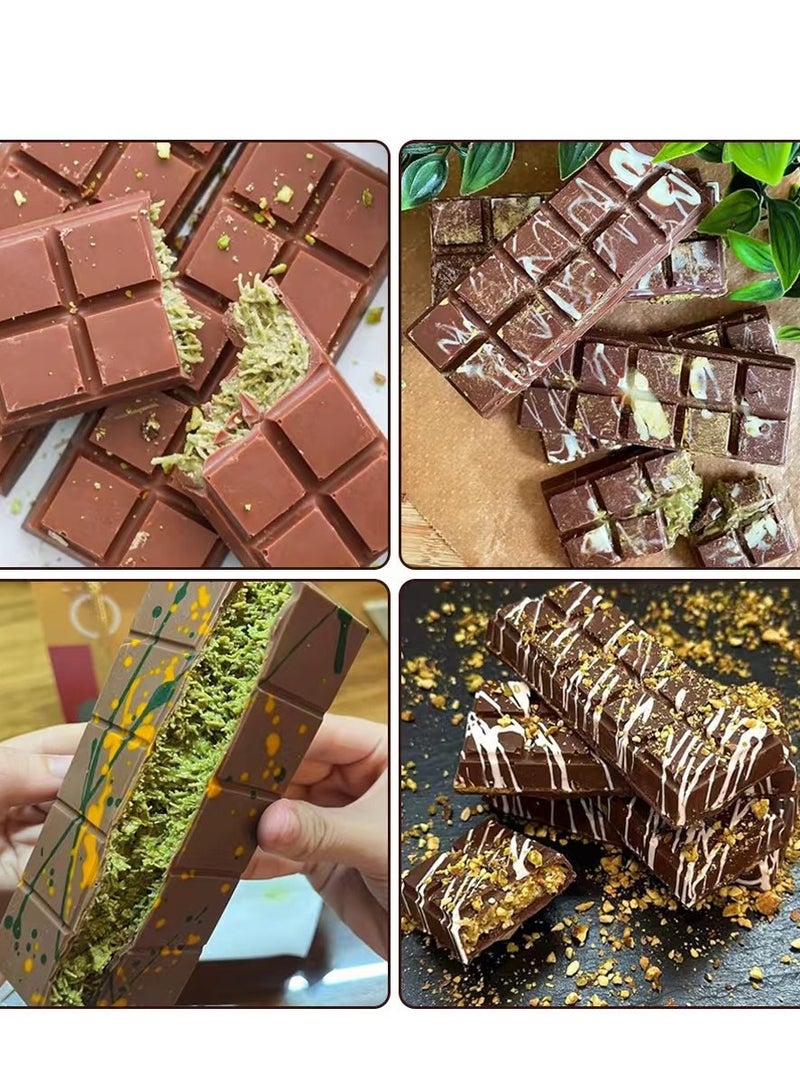 Deep Chocolate Bar Molds 2 Pack, Large and Thick Silicone Chocolate Bar Molds for Stuffed Bar, Big Chocolate Candy Bar Mold for Filling Knafeh Pistachio Chocolate Bar(comes with a scraper) - Image 4