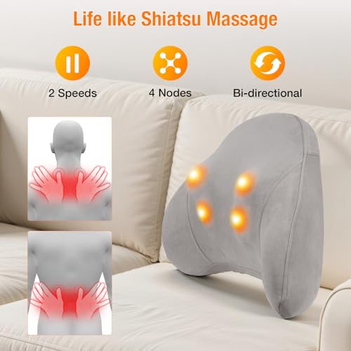 BIBIRE Shiatsu Back Massager with Heat Deep Tissue Massage for Neck Shoulder Lower Back Pain Relief Rechargeable Portable Back Massager for Home Office Car - Image 5