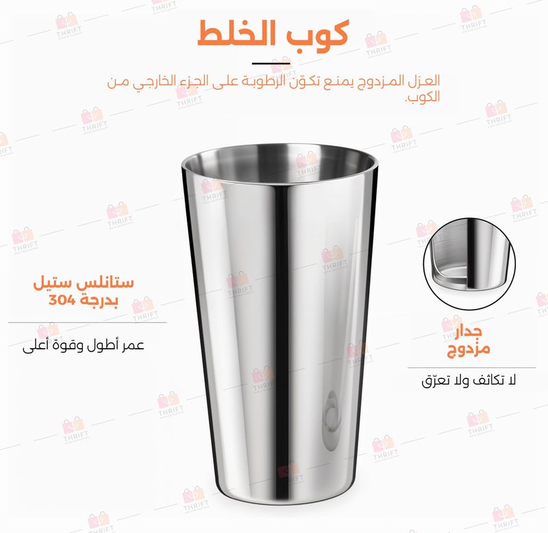 Bartender Professional 720ml Boston Cocktail Shaker Set - 2-Piece Stainless Steel and Glass Shaker with Measurement Markings. Premium 2-in-1. For Home and Professional Use in Making Mocktails, Smooth - Image 1