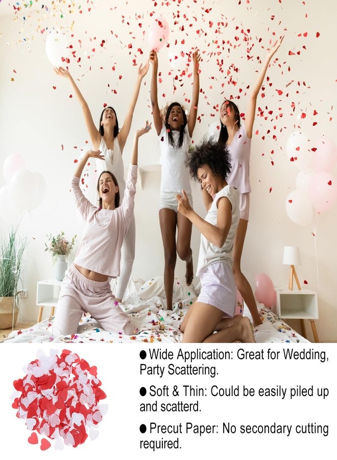 Rebower 6000 Pcs 1 Inch Hearts Paper Confetti Red & White Tissue Paper Confetti, Colored Tissue Paper Confetti, [for Wedding, Arts Crafts, Valentine's Day] - Image 3