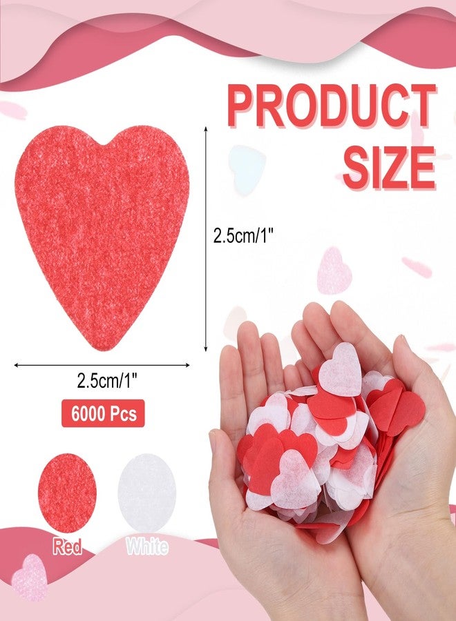 Rebower 6000 Pcs 1 Inch Hearts Paper Confetti Red & White Tissue Paper Confetti, Colored Tissue Paper Confetti, [for Wedding, Arts Crafts, Valentine's Day] - Image 2