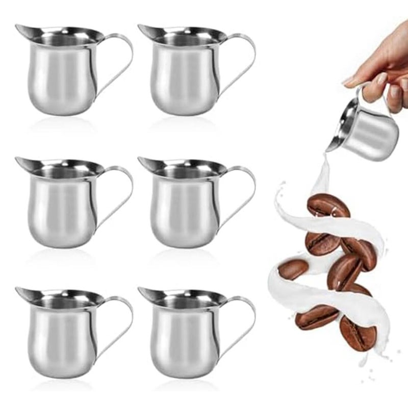 Stainless Steel Milk Jug: Silver Mini Size - Compact Design Small Milk Pitcher for Home Barista, Espresso Preparation & Kitchen Use - Image 1