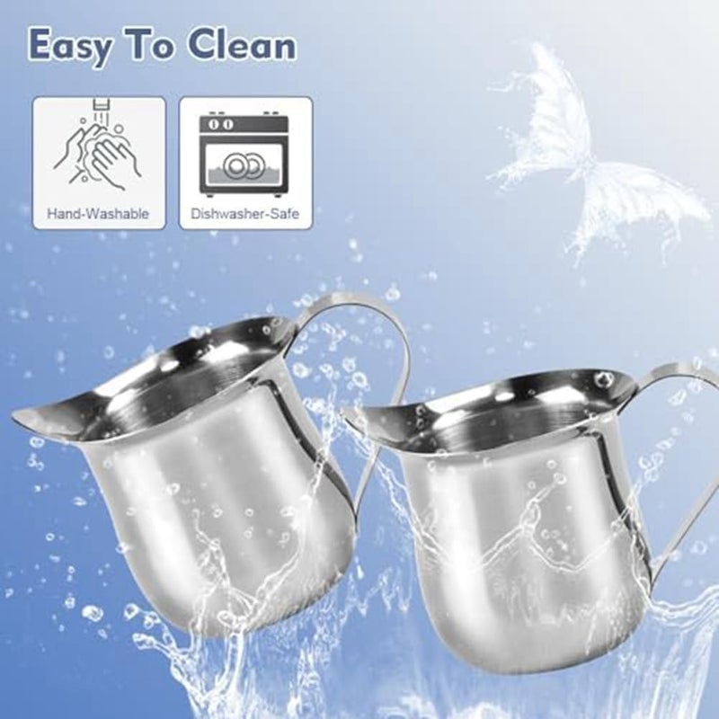 Stainless Steel Milk Jug: Silver Mini Size - Compact Design Small Milk Pitcher for Home Barista, Espresso Preparation & Kitchen Use - Image 2