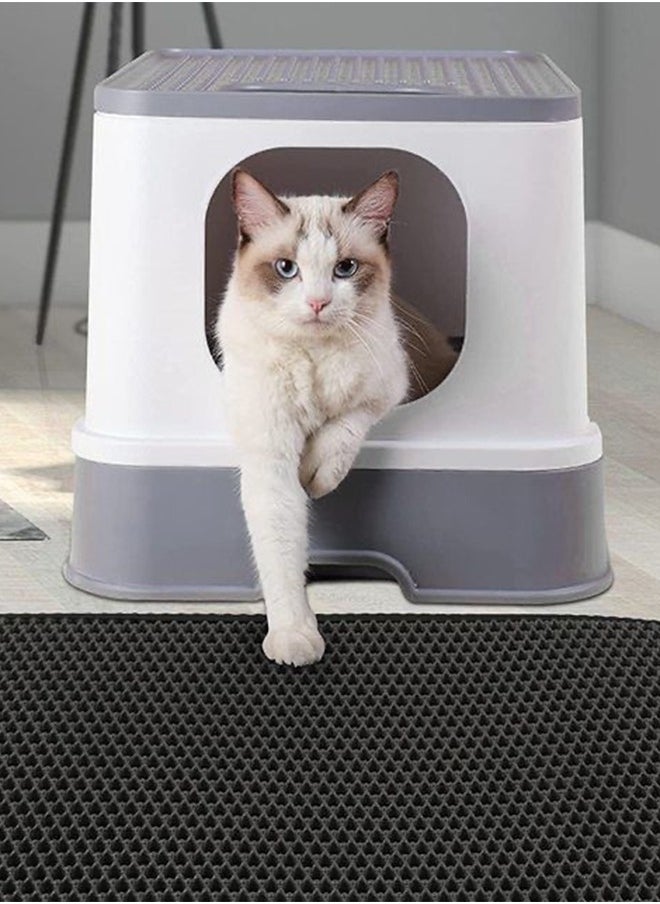 Haidue Pet Cat Litter Mat Double, Layer Sand Cat Mats for Cat Litter box Large Size Foldable Non, slip Waterproof Pet Bed Easy Clean Foldable Trapper Mats, Grey  - Image 1