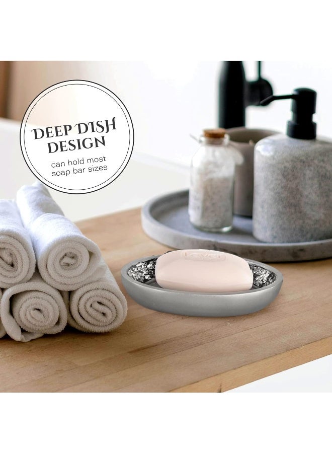 Creative Scents Crackled Glass Soap Dish for Bathroom Decorative Dry Bar Soap Holder Best Dishes for SinkBathShower Decor - Image 2