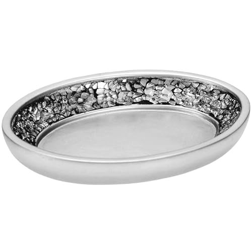 Creative Scents Crackled Glass Soap Dish for Bathroom Decorative Dry Bar Soap Holder Best Dishes for SinkBathShower Decor - Image 1