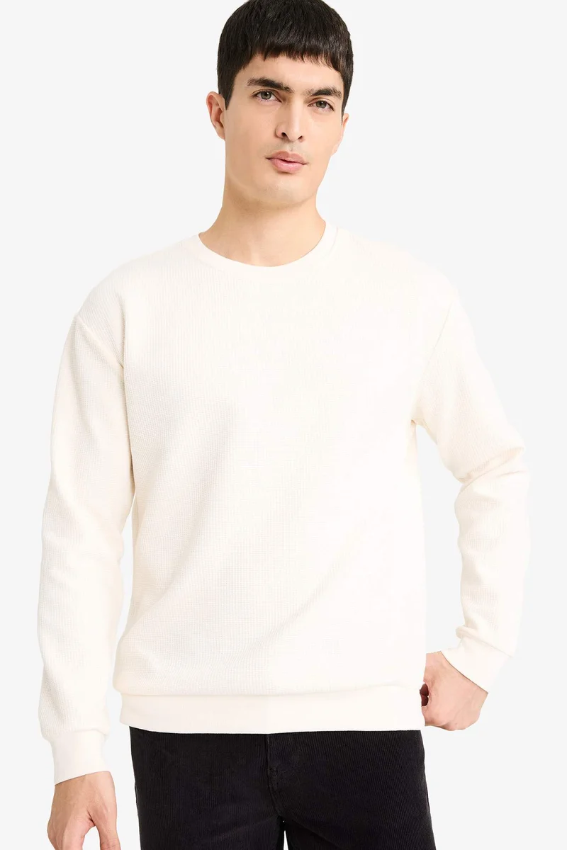 ديفاكتو Crew Neck Waffle Sweatshirt