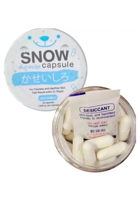 snow caps Snow Capsule | Skin Whitening & Brightening Supplement | Flawless  & Healthier Skin in 5-7 Days | 30 Capsules (500mg Each) | Best Price Oman