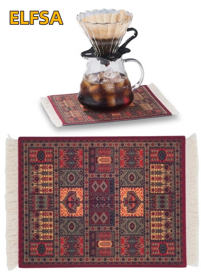 ELFSA - 1 Pieces Coffee Mat Coffee Cup Mat Coffee Mug MatTable Mat Mouse Pad Rubber Rectangle 26.5x18x0.5 cm
Red - Image 1