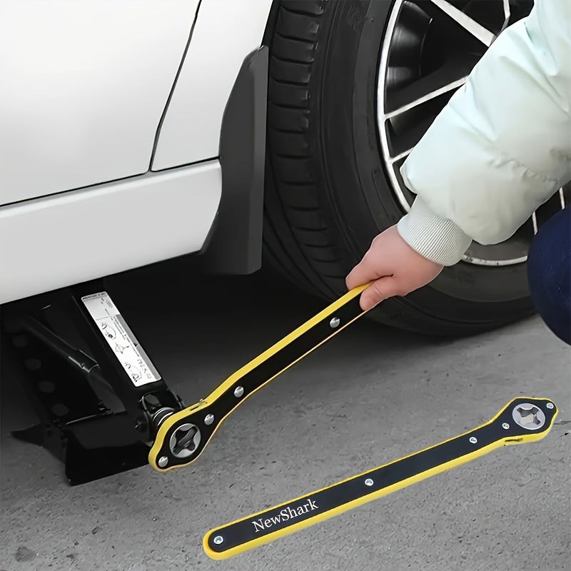 1 Set 4pcs Portable Jack Ratchet Wrench Long Handled Crowbar With Hub 360 Degree Rotating Knob Design For Engineers Without Battery - Image 2
