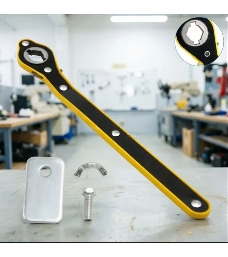 1 Set 4pcs Portable Jack Ratchet Wrench Long Handled Crowbar With Hub 360 Degree Rotating Knob Design For Engineers Without Battery - Image 1