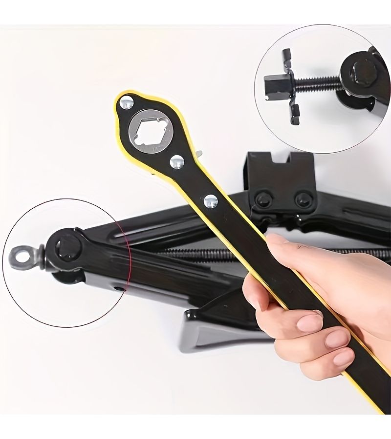 1 Set 4pcs Portable Jack Ratchet Wrench Long Handled Crowbar With Hub 360 Degree Rotating Knob Design For Engineers Without Battery - Image 5