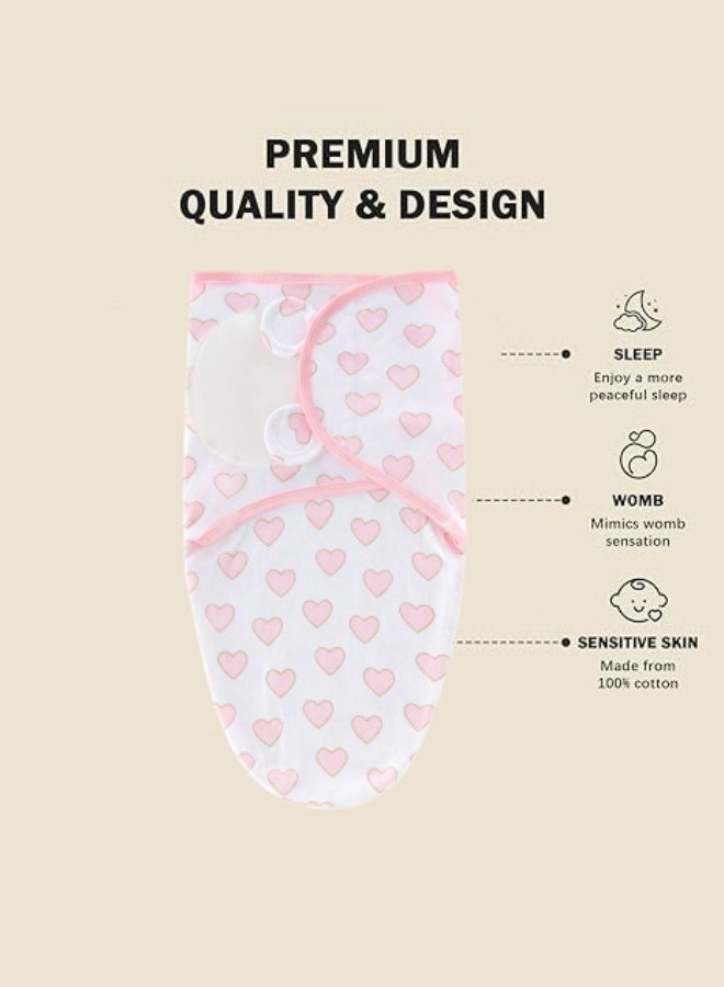 oldlaiben Baby Swaddle Blanket,Newborn Infant Sleep Sack,Soft Cotton Sleep Sack,Baby Sleeping Bag,Baby Swaddle Hat Set,Adjustable Infant Sleeping Swaddle,With Caps,Breathable Cotton,for Boy Girl 0-6 Month(Pink) - Image 3