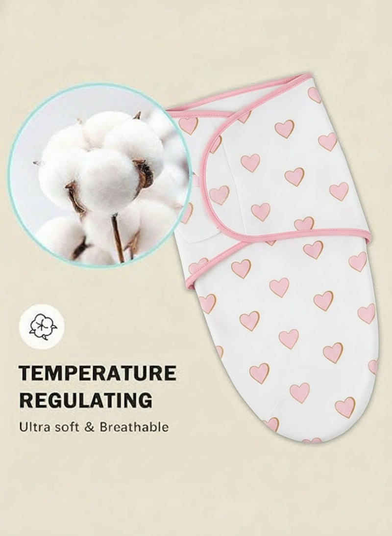oldlaiben Baby Swaddle Blanket,Newborn Infant Sleep Sack,Soft Cotton Sleep Sack,Baby Sleeping Bag,Baby Swaddle Hat Set,Adjustable Infant Sleeping Swaddle,With Caps,Breathable Cotton,for Boy Girl 0-6 Month(Pink) - Image 4