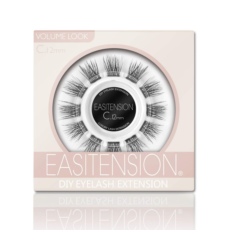 DIY Eyelash Extension 3D Effect Glue Bonded Band Individual Lash 12 Clusters Volume Lashes Set Home Eyelash Extension C curl Lashes Pack12MM