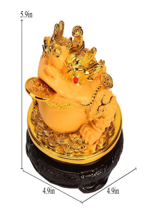 BRABUD Feng Shui Money Frog Three Legged Statue with Rotatable Wooden Base, Attract Wealth Lucky Thriving Business, Decoration for Cash Register, Office Desk, House Warming, Store Opening Gift 5.9''(H) - Image 2