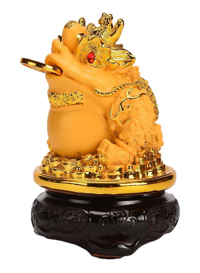 BRABUD Feng Shui Money Frog Three Legged Statue with Rotatable Wooden Base, Attract Wealth Lucky Thriving Business, Decoration for Cash Register, Office Desk, House Warming, Store Opening Gift 5.9''(H) - Image 1