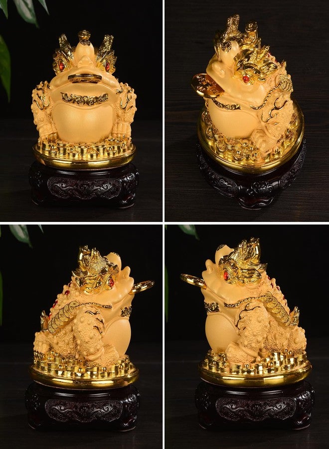 BRABUD Feng Shui Money Frog Three Legged Statue with Rotatable Wooden Base, Attract Wealth Lucky Thriving Business, Decoration for Cash Register, Office Desk, House Warming, Store Opening Gift 5.9''(H) - Image 5