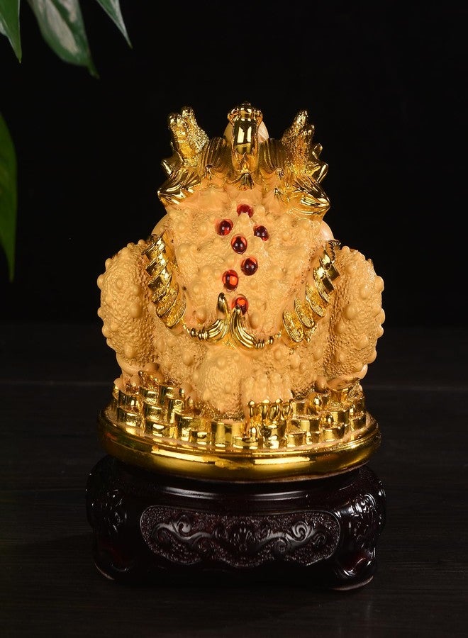 BRABUD Feng Shui Money Frog Three Legged Statue with Rotatable Wooden Base, Attract Wealth Lucky Thriving Business, Decoration for Cash Register, Office Desk, House Warming, Store Opening Gift 5.9''(H) - Image 4