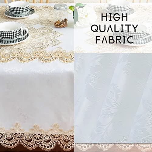 BrekSdat Tablecloths for Rectangle Tables Lace Elegant Decor for Dinning Home Holiday Party Kitchen Easter Christmas Wedding Farmhouse Outdoor Washable Table Linen (H17191-Beige-1, 72 * 144) - Image 4