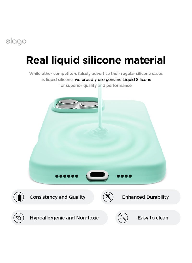 Elago Liquid Silicone for iPhone 16 PRO Case Cover Full Body Protection, Shockproof, Slim, Anti-Scratch Soft Microfiber Lining - Aqua Sky - Image 3
