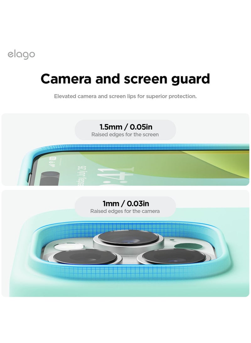 Elago Liquid Silicone for iPhone 16 PRO Case Cover Full Body Protection, Shockproof, Slim, Anti-Scratch Soft Microfiber Lining - Aqua Sky - Image 5